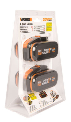 Комплект WORX WA3553.2: Аккумулятор 20В 4.0 А/ч - 2шт.