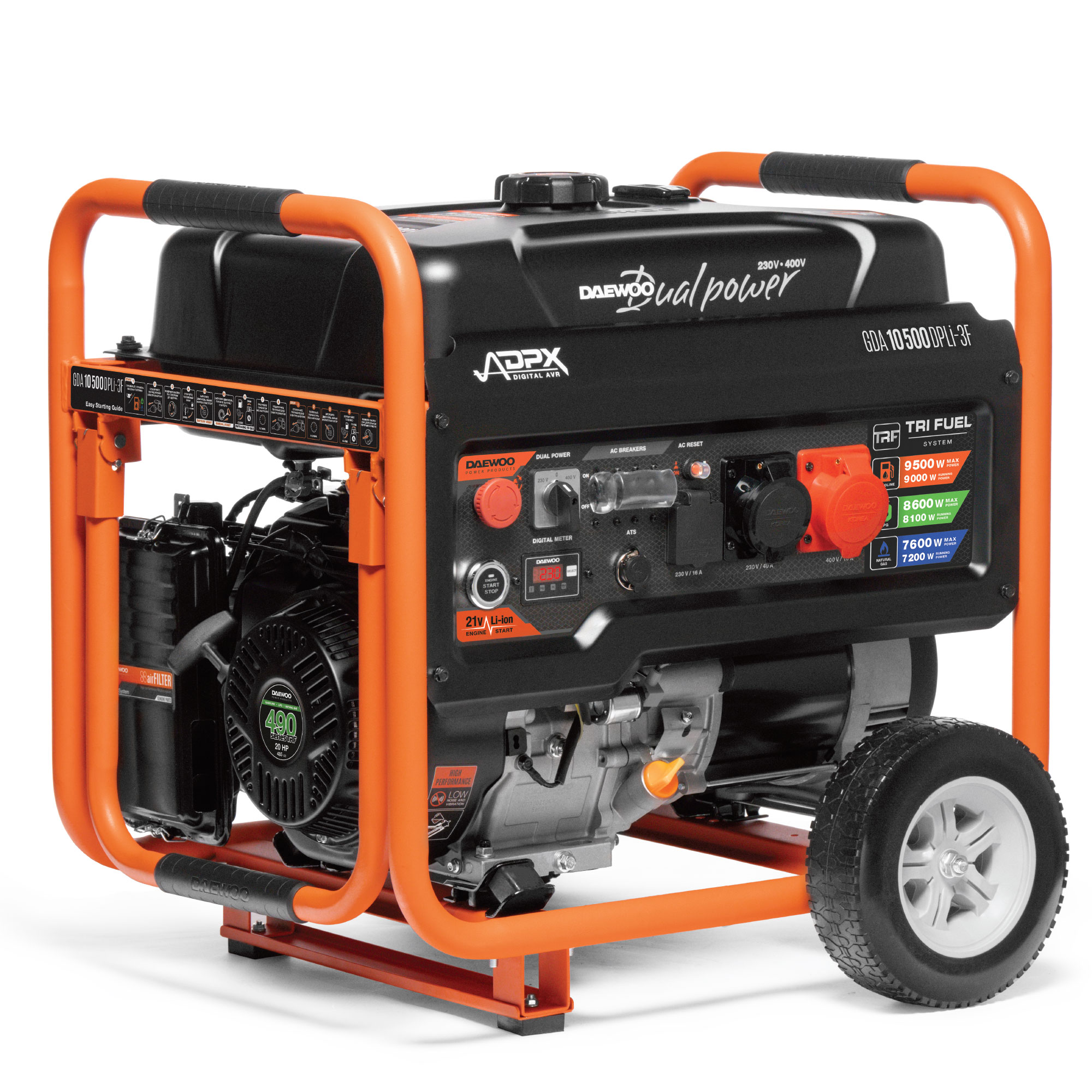 Бензиновый газовый генератор Daewoo GDA 10500DPLi-3F