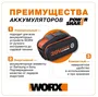 Комплект: Двойное зарядное устройство WORX WA3772 + 2 АКБ 2.0 А/ч